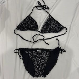 Black Patterned Bikini Set